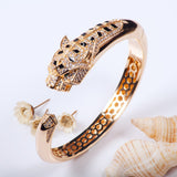 Luxury silver panther bangle luxurious design AAA cz stone head leopard bracelet