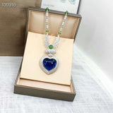 Blue peach heart necklace jewelry