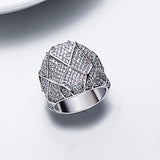 gold and white color micro pave cubic zirconia ring