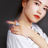 gold and white color micro pave cubic zirconia ring