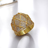 gold and white color micro pave cubic zirconia ring