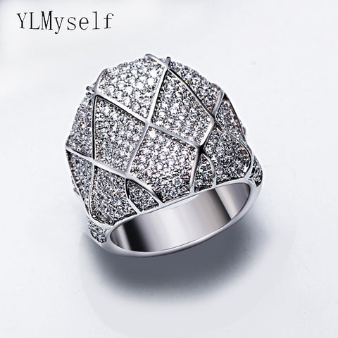 gold and white color micro pave cubic zirconia ring