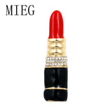 MIEG Brand Red and Black Enameled Lipstick Brooch