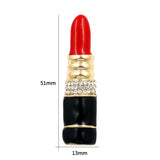 MIEG Brand Red and Black Enameled Lipstick Brooch