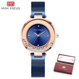 MINI FOCUS Gold Mesh Belt Dress Wristwatch