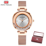 MINI FOCUS Gold Mesh Belt Dress Wristwatch