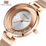 MINI FOCUS Gold Mesh Belt Dress Wristwatch