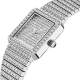 MISSFOX 37mm Silver Square Elegant Quartz Wristwatches