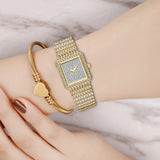 MISSFOX 37mm Silver Square Elegant Quartz Wristwatches