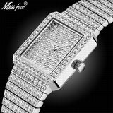 MISSFOX 37mm Silver Square Elegant Quartz Wristwatches