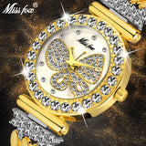 MISSFOX Butterfly Diamond 18K Gold Wrist Watch