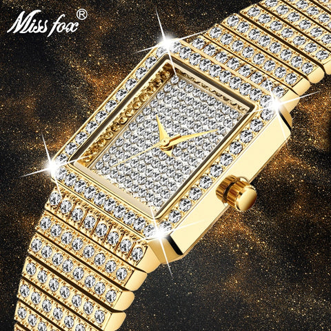 MISSFOX Diamond Minimalist Analog Quartz Movt Unique Watch