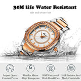 MISSFOX Rose Gold Quartz Stainless Steel Wrist Watch