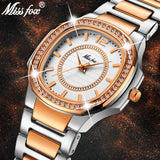 MISSFOX Rose Gold Quartz Stainless Steel Wrist Watch