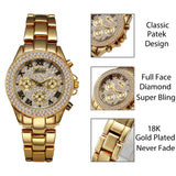 MISSFOX Chronograph Roman Gold Quartz Wristwatches