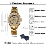 MISSFOX Chronograph Roman Gold Quartz Wristwatches