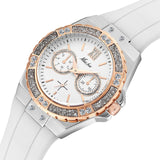 MISSFOX Chronograph Rose Gold Diamond Analog Quartz Wristwatch