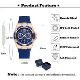 MISSFOX Chronograph Rose Gold Diamond Analog Quartz Wristwatch