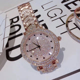 Mashali Brand Quartz Rose Gold  Diamond Stainless Steel Wristwatch