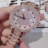 Mashali Brand Quartz Rose Gold  Diamond Stainless Steel Wristwatch