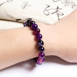 Meajoe Natural Stone Love Purple Bead Bracelet Vintage Charm Round Chain Beads Bracelets