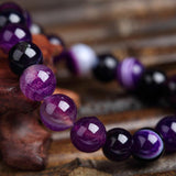 Meajoe Natural Stone Love Purple Bead Bracelet Vintage Charm Round Chain Beads Bracelets
