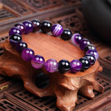 Meajoe Natural Stone Love Purple Bead Bracelet Vintage Charm Round Chain Beads Bracelets