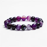Meajoe Natural Stone Love Purple Bead Bracelet Vintage Charm Round Chain Beads Bracelets