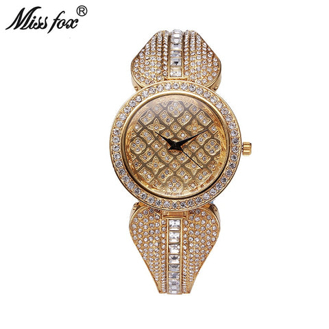 Miss Fox Rhinestone Gold Bracelets Watch