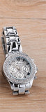 Miss Fox 39mm Rhinestone Decorated Stainless Steel Silver Dial Watch