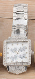 Miss Fox Rhinestone Butterfly Stainless Steel Back Leather Band Quart-Watch