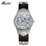 Miss Fox Flower Article Stainless Steel Back Water Resistant Watch