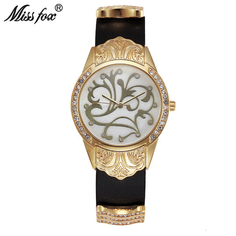 Miss Fox Flower Article Stainless Steel Back Water Resistant Watch