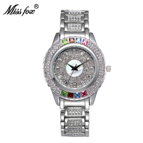 Miss Fox Luxury Crystal Diamong Gold and Silver Watch