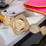 Miss Fox  Rose Flower Diamond Gold Quartz Watch