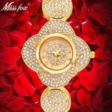 Miss Fox  Rose Flower Diamond Gold Quartz Watch