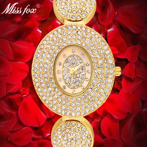 Miss Fox New Diamond Waterproof Round Quartz Watch