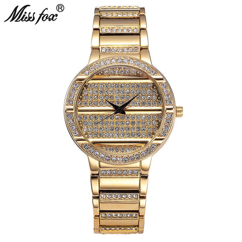 Miss Fox Gold Full Diamond 37mm Gems Steel Wrist watch