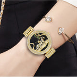 Missfox Leopard Silver Full Crystal Diamond Watch