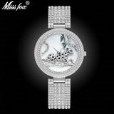 Missfox Leopard Silver Full Crystal Diamond Watch