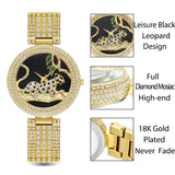 Missfox Leopard Silver Full Crystal Diamond Watch