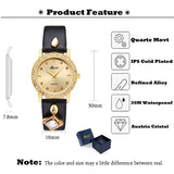 Missfox Gold Watch Quartz Square Pendant Diamond Wristwatch