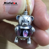 925 Sterling Silver Bear Dangle Pendant Bracelet Without Glass Bead