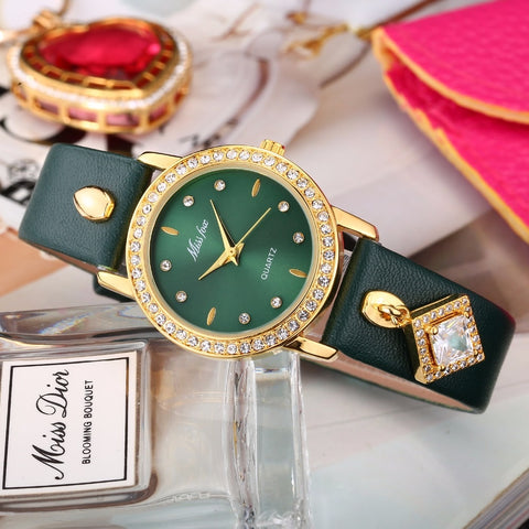 Montre Femme Missfox Green Exquisite Leather Watch