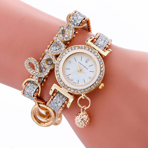 Leather Bracelet Diamond   Luxury Womans Wrist Watch