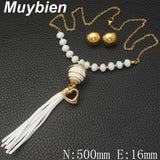 Muybien Simple Stainless Steel Gold Necklace and Earrings Jewelry sets SEUJBXBJ