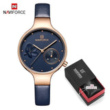 NAVIFORCE Blue Leather Quartz Waterproof Wristwatch