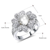 AAA Cubic Zirconia & Pearl Rings Cute Heart design