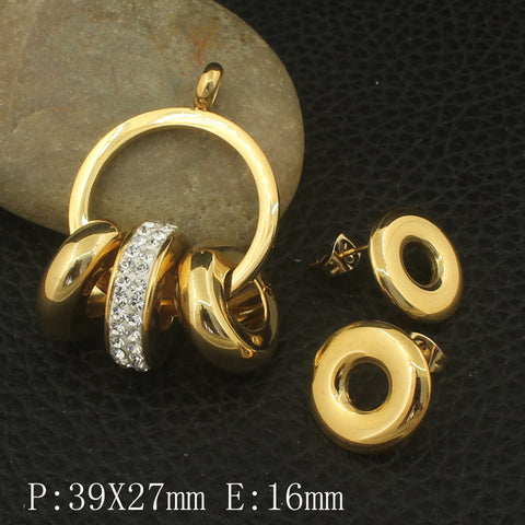 Stainless Steel Jewelry Gold Color Pendant+Earrings Sets Supernova SGGZCQBI