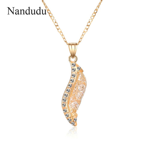 Glittering Mesh Net Filled Austrian Crystal Pendant Necklace